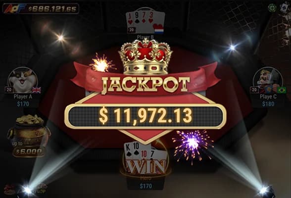 Срабатывание All-In or Fold Jackpot за столом ПОКЕРОК